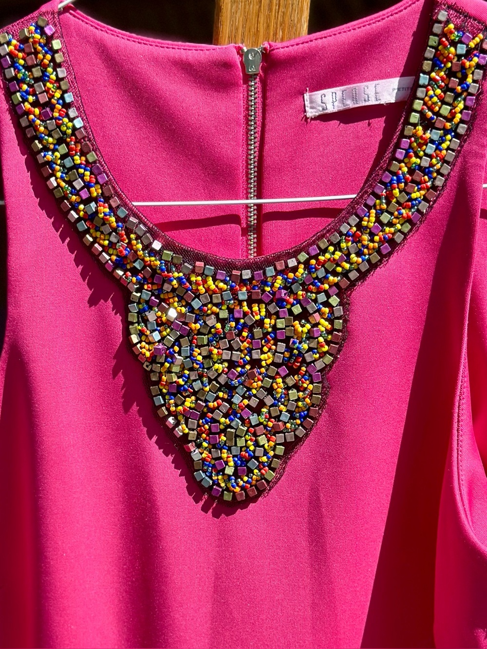 Spense Petite Fuchsia Beaded Fit and Flare Cocktail Party Dress Special Occasion - Picture 2 of 12